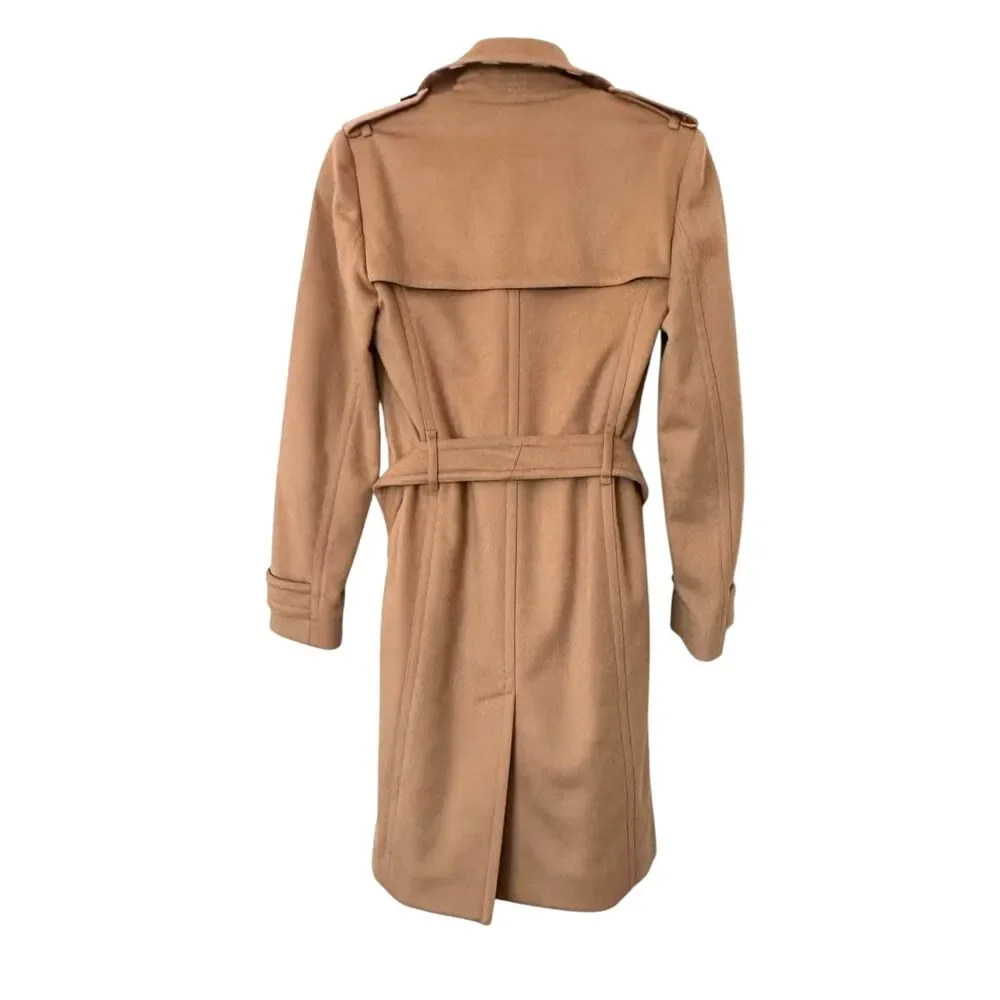 BURBERRY Wool Cashmere Trench‎ Coat Camel Sz 4